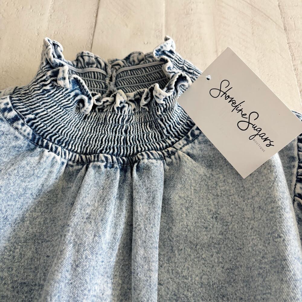 NWT Bluebird Ruffle Midi Denim Coastal Cowgirl Dress Size Small Beachy Boho - Picture 3 of 5